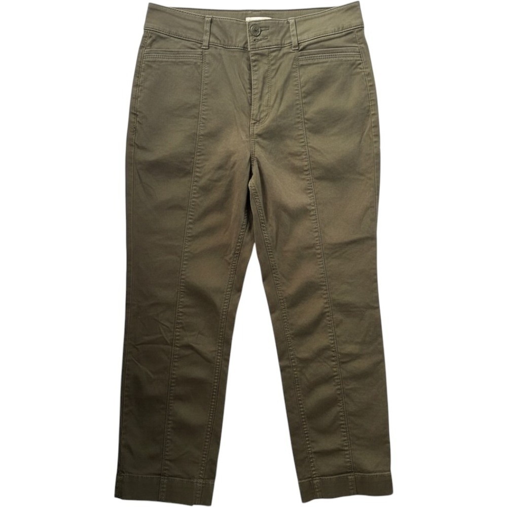 Loft Womens High Rise Straight Chino Pants 6 Olive Green Utility‎ Stretch Seam